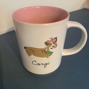 Corgi Dog Coffee Tea Mug, green Bandanna & flowers